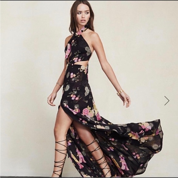 RARE Reformation Sutherland Kyoto Geisha Black Floral Tie Back Dress Size 6 - Picture 4 of 16